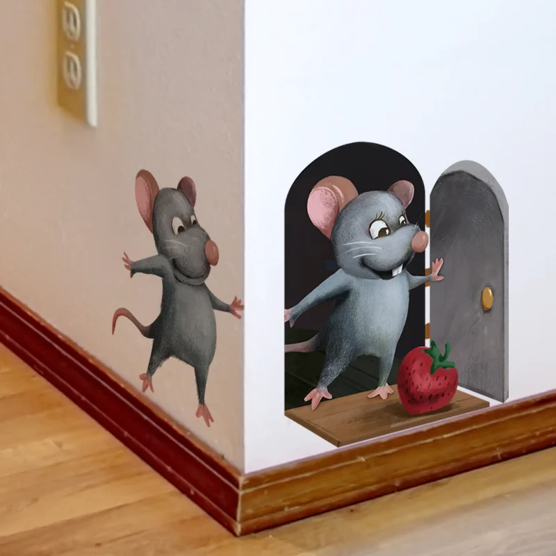 

Cartoon Animal Wall Sticker Mouse Hole Wall Sticker Living Room Bedroom Wandaufkleber Decorative Self-adhesive Wall Sticker