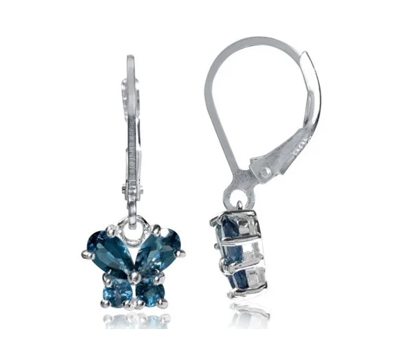 

ANGLANG Bright Blue Butterfly Design Dangle Earrings Full Dazzling Cubic Zirconia Fashion Women's Earring Jewelry