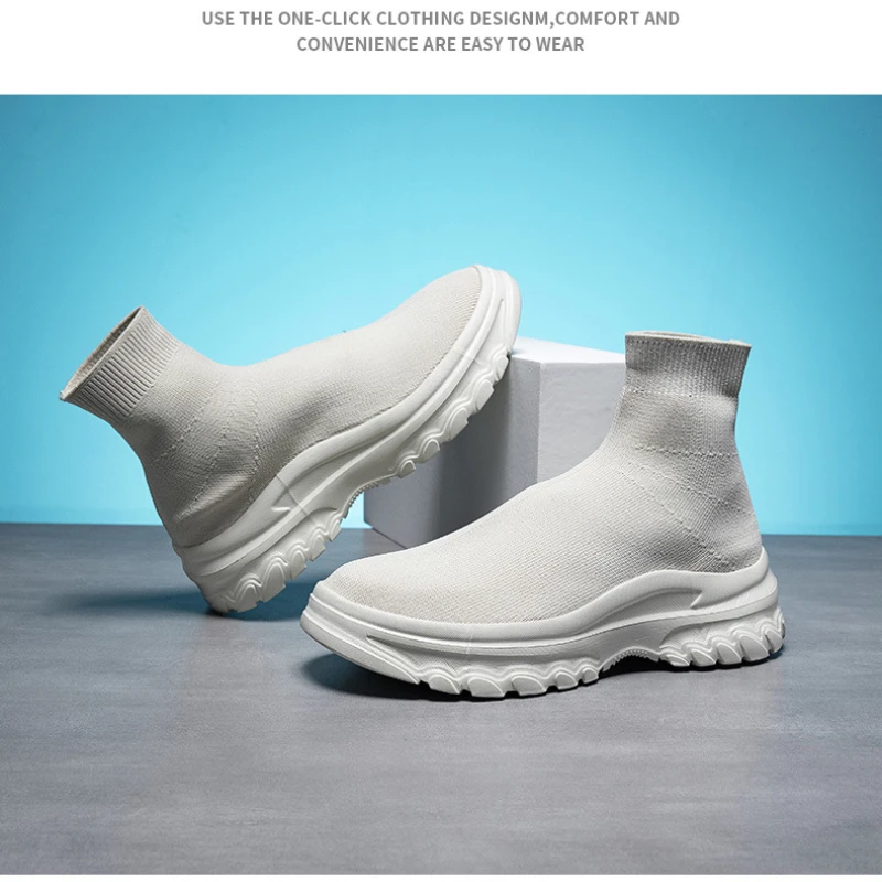 Ladies Sock Boots Womens High Top Casual Shoes Stretch Boots Fashion Breathable Ankle Boots High Quality Size 35-42