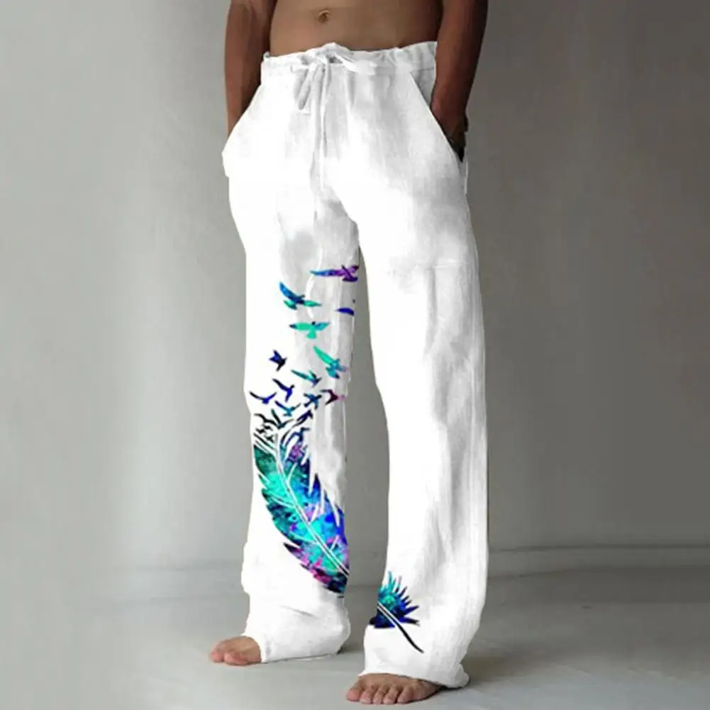 

Streetwear Casual Lace-up Mid Waist Trousers Long Pants Wide Leg for Daily Wear