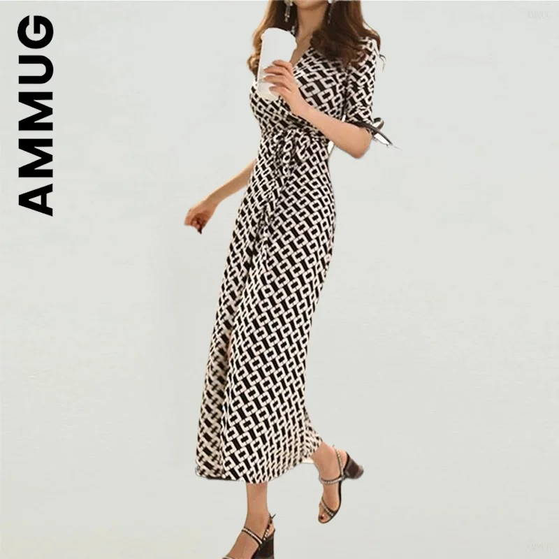 

Ammug Women Dress New Simple Sweet Dress Elegant Vintage Party Beach Women Dresses Vocation Style Vestidos Clothing Female