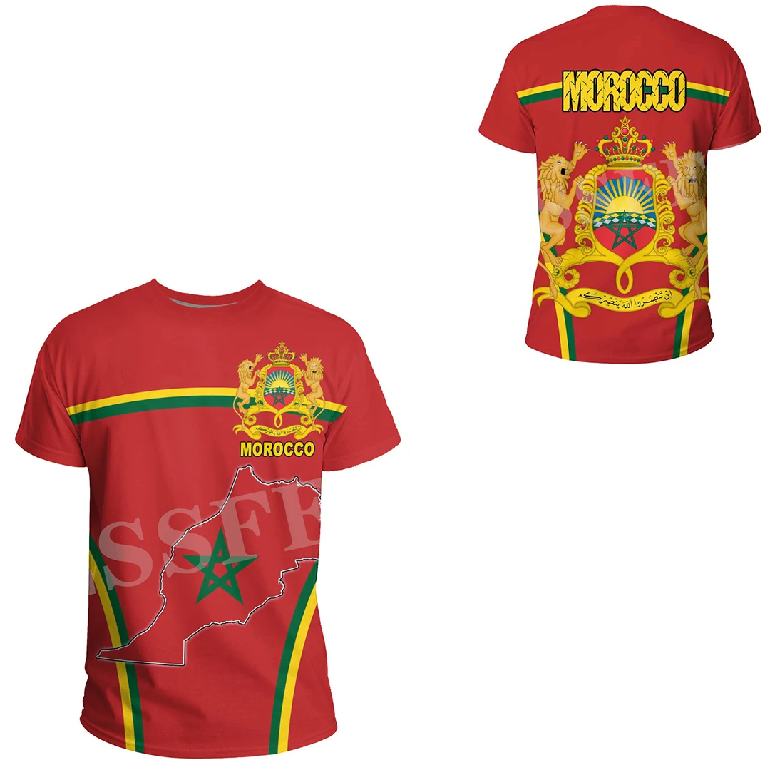 

Tessffel Black History Africa County Morocco Flag Tribe Tattoo 3DPrint Men/Women Summer Unisex Casual Short Sleeves T-Shirts A6