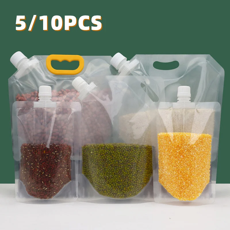 

1/5PCS Portable Food Packaging Bag Grain Sealed Bag Insect-proof Moisture-proof Fresh-keeping Storage Bag Kitchen Storage