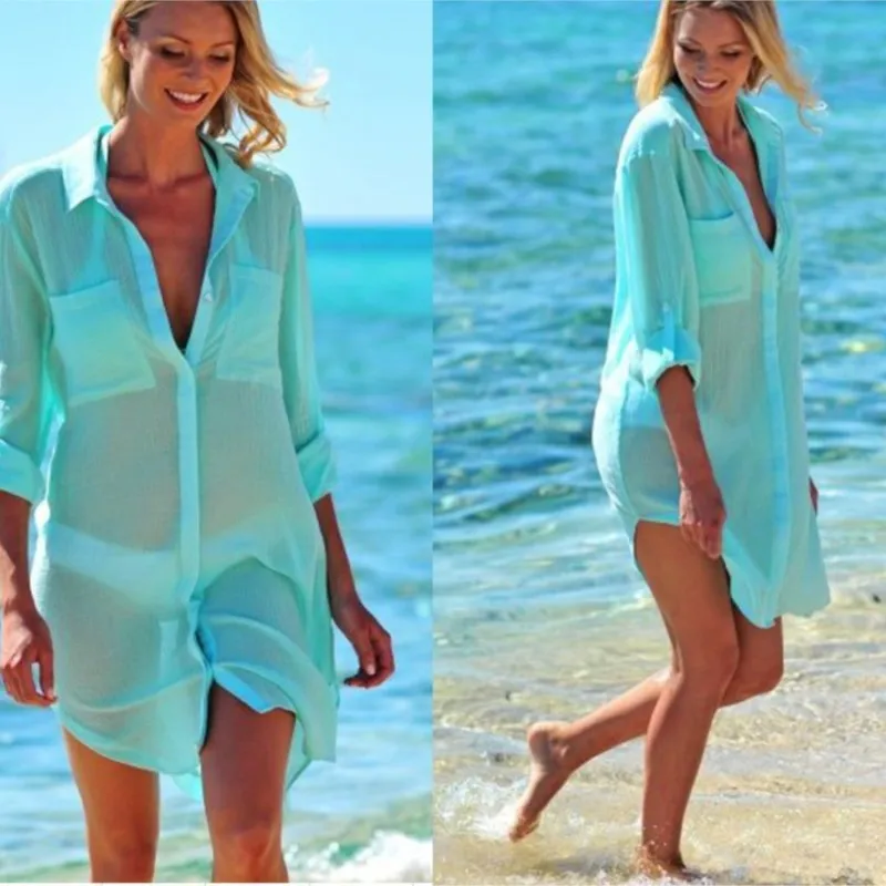 New Beach Cover Up Robe Plage Pocket 