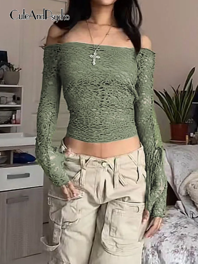 

Cuteandпсихоз с воротником-лодочкой Y2K 90-х Топы Футболка Harajuku с длинными рукавами эстетичные Сексуальные облегающие наряды летние шикарные гра...