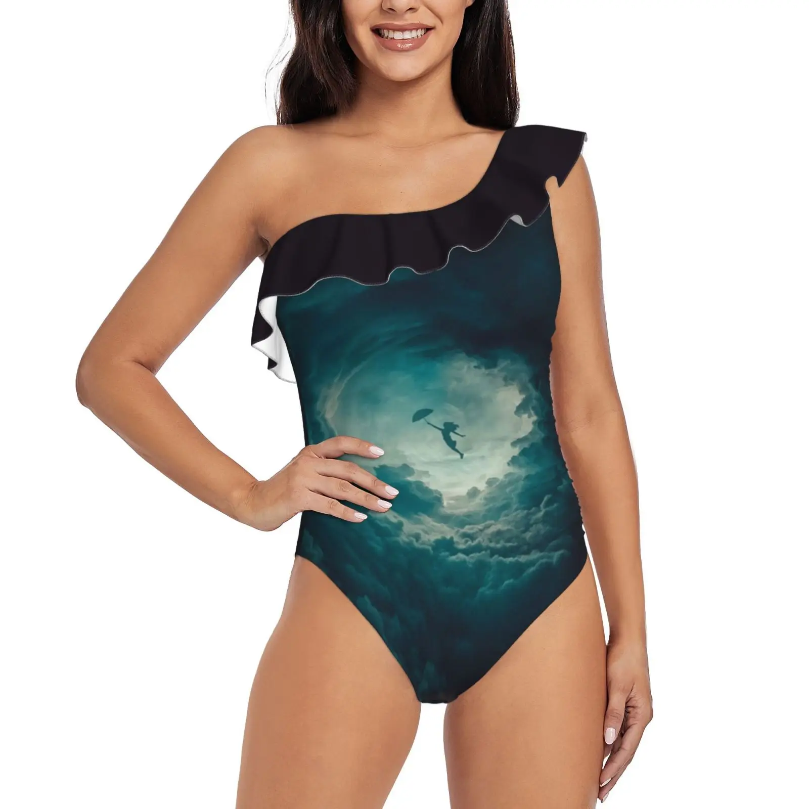 

Сильнее... (Круглая вещь) Цельный купальник на одно плечо, купальник с оборками, сексуальный Монокини, новый женский пляжный купальник 2017 Adobe