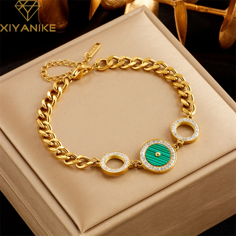 

XIYANIKE 316L Stainless Steel Bracelet Circle Pendant Accessories for Women Geometric New Trends Christmas Jewelry Gifts Pulsera