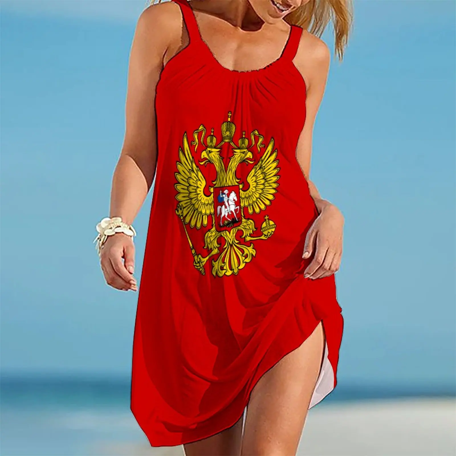 

Женское платье с флагом Великобритании, летнее пляжное платье на бретельках, вечерние платья средней длины больших размеров в стиле бохо, элегантный сарафан