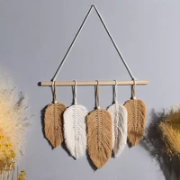 leaf macrame wall hanging boho room home decor woven aesthetic wall tapestry home living room wedding decoration gift