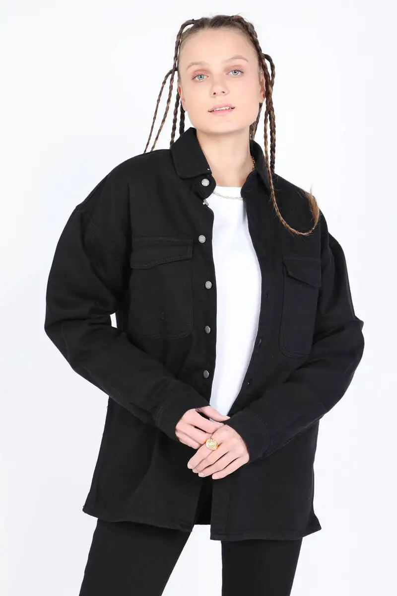 

Women Oversize Jean Shirt Black