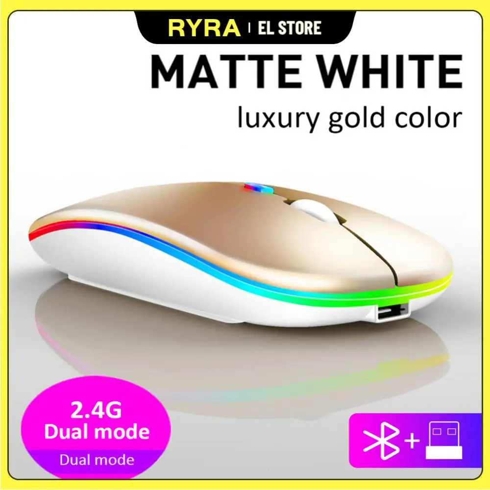 

RYRA New 2.4GHz Bluetooth Wireless Mouse Silent With USB Rechargeable RGB Mouse For Computer Laptop PC Macbook Gaming Mouse Game