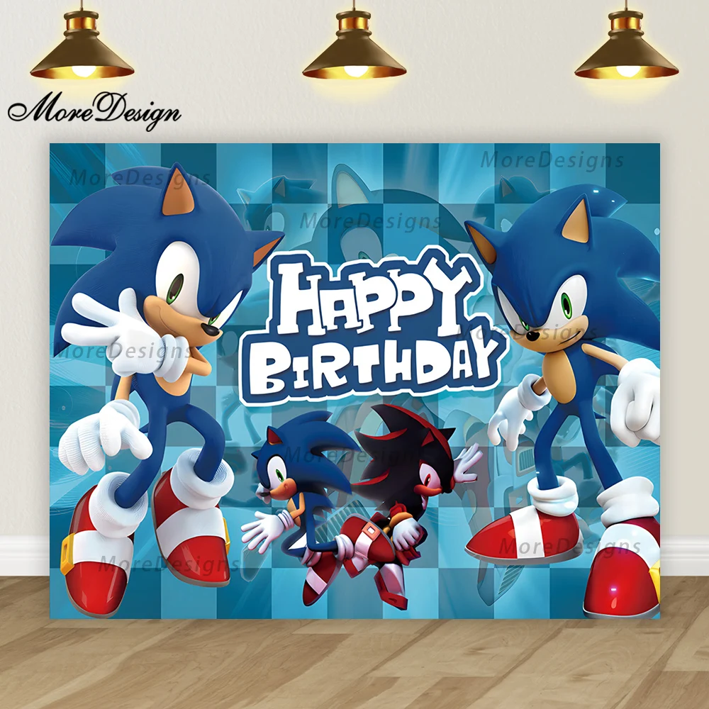 Освещение Соник Ежик фото фон детский день рождения баннер душ вечерние