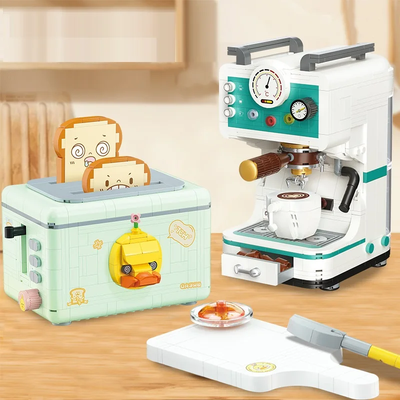 

Классические креативные идеи, строительные блоки: круглая машинка для писем, мини-кирпичи, кофе-машина, кружка, хлебопечка, набор моделей, иг...