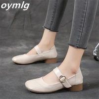 low heeled shoes womens 2022 autumn new casual mary jane square head shallow mouth thick heel mother shoes simple womens shoes