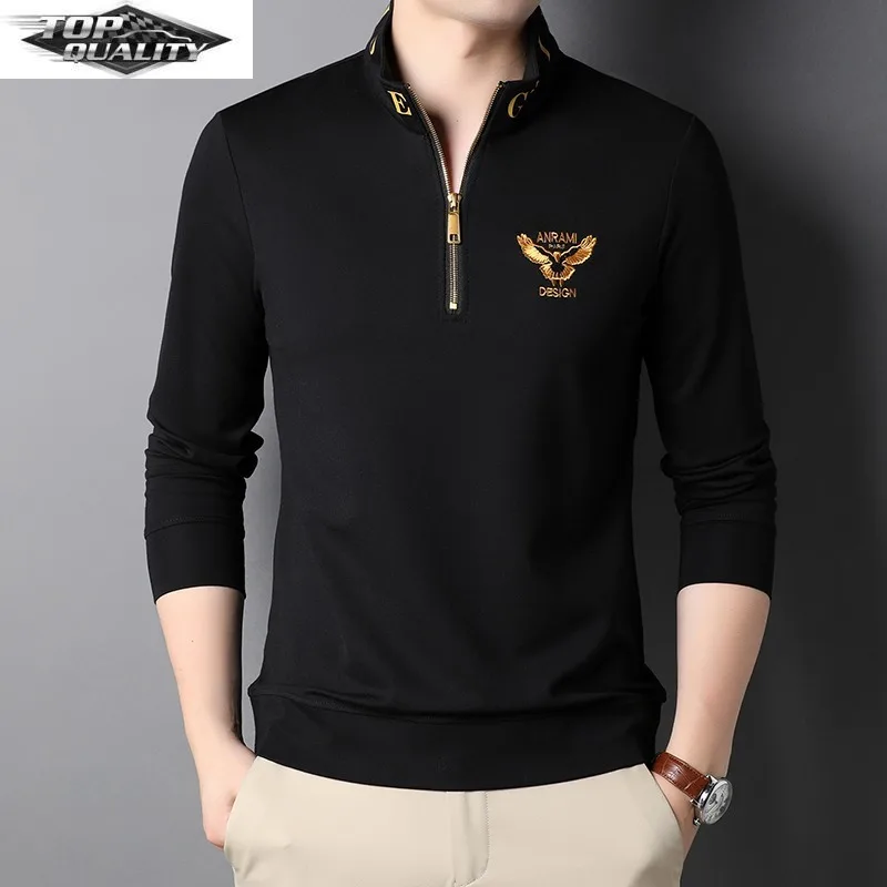 

Top Grade Luxury New Brand Designer Casual Fashion Trendy Quarter Zip Pullover Hoodies Classic Edgy Sweatshirts Men's Clothes