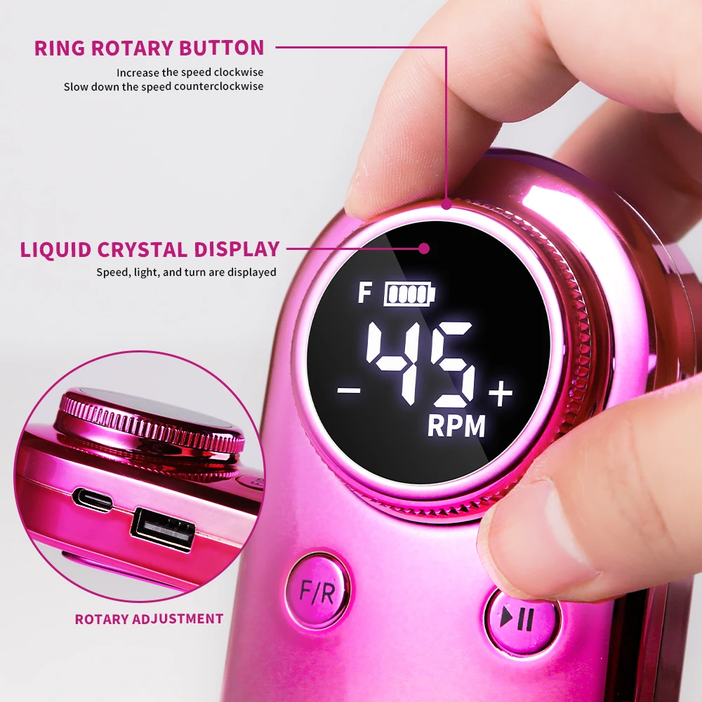 Аппарат маникюрный Аккумуляторный с ЖК-дисплеем 45000 об./мин.