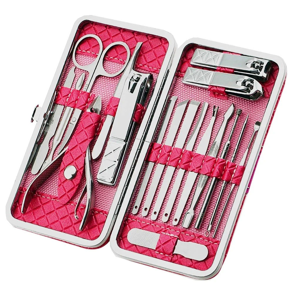 

Manicure Set Nail Clippers Pedicure Kit 6 Pieces Mirror Finish Nail Cuticle Scissor Clipper Tweezers Nail File With Leather Case