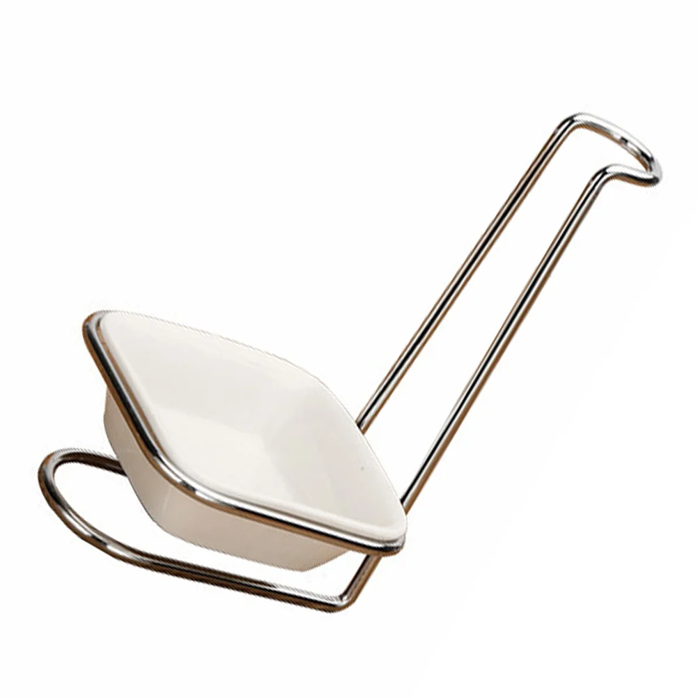 

Spoon Rest Holder Ladle Vertical Rack Ceramic Stand Double White Storage Ceramics Soup Spatulastainless Steel Metal