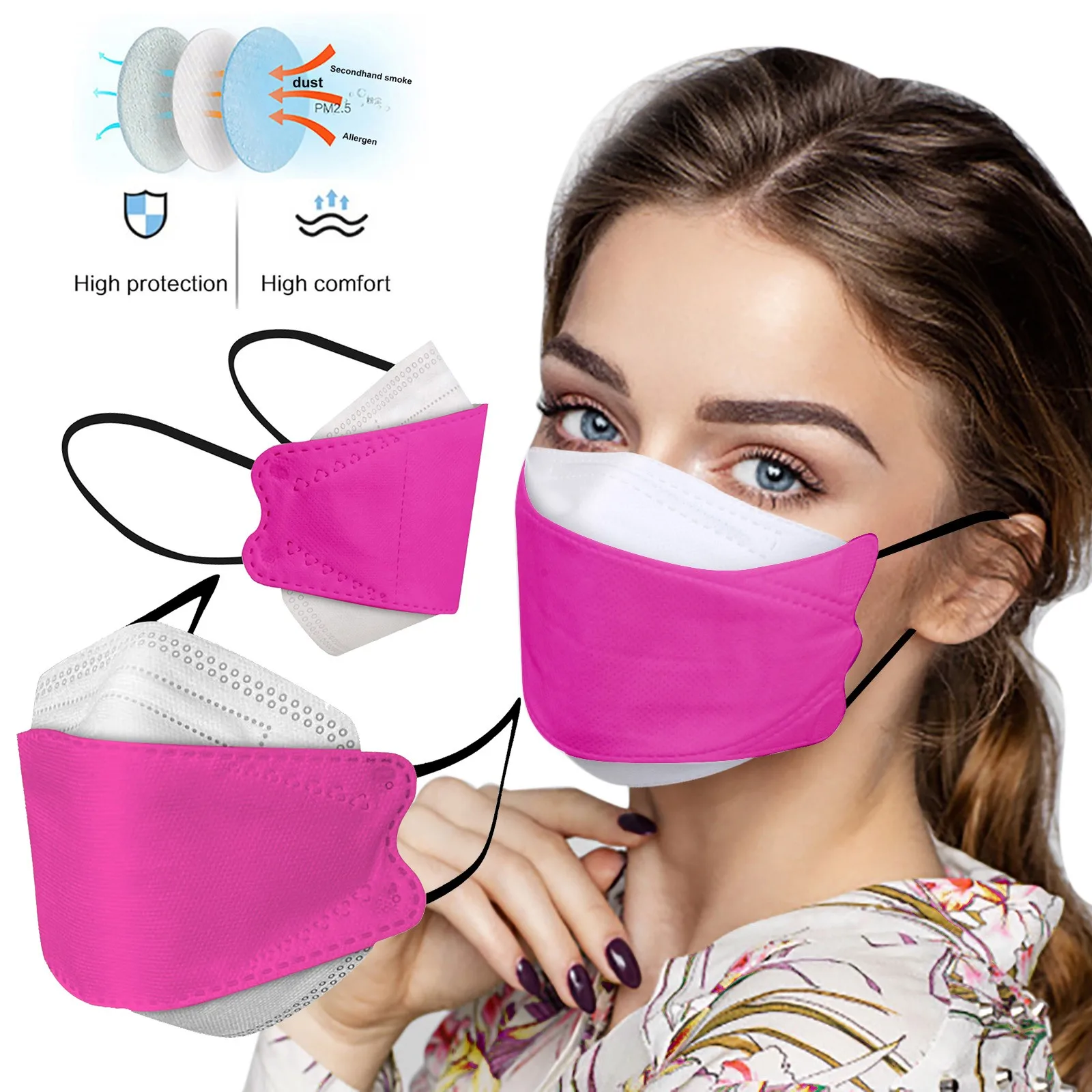 

10pcs Cosplay Adult Mask Mascarillas Droplet And Haze Prevention Fish Non Woven Face Mask 4-ply Face Masks Halloween Masque L*5