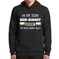 im the scary non binary person the media warned about hoodies genderqueer flag none gender lgbtqia pullover for unisex