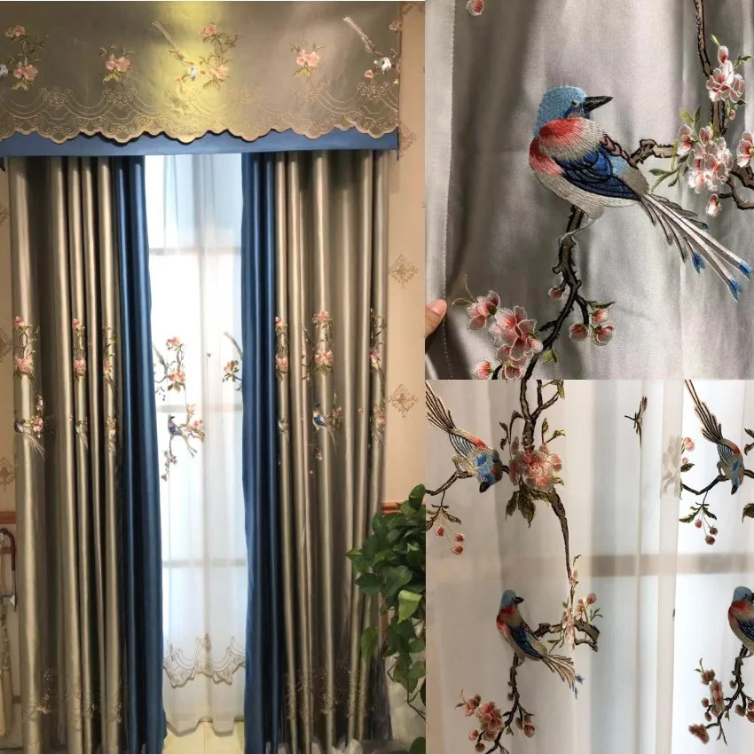 

Новые высокоточные шторы с вышивкой в китайском стиле, шторы, шторы для гостиной и спальни, готовые шторы с вышивкой на заказ