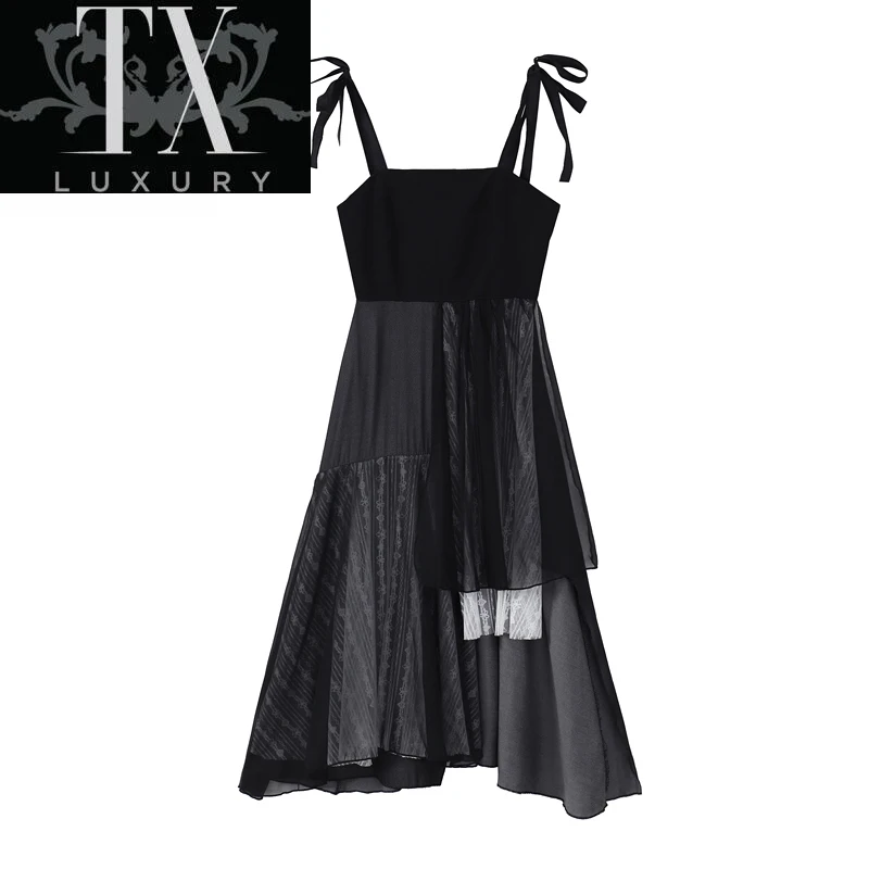 

Women High Waist Hip Irregular Design Summer Square Collar Slim Off Shoulder Sleeveless Bandage Black Dress Female