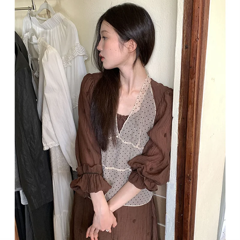 Женский прозрачный сетчатый топ на бретелях Черная майка с волнистым узором