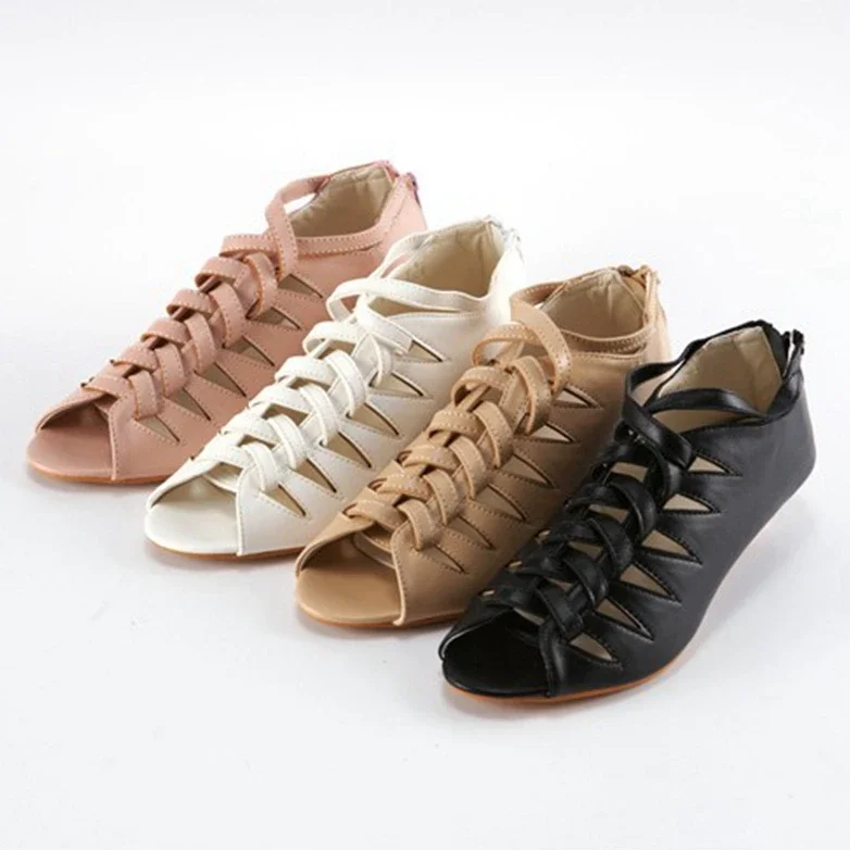 

Женские удобные туфли на танкетке, повседневные ботинки с открытым носком, на молнии и низком каблуке, большие размеры 32-43, лето 2020