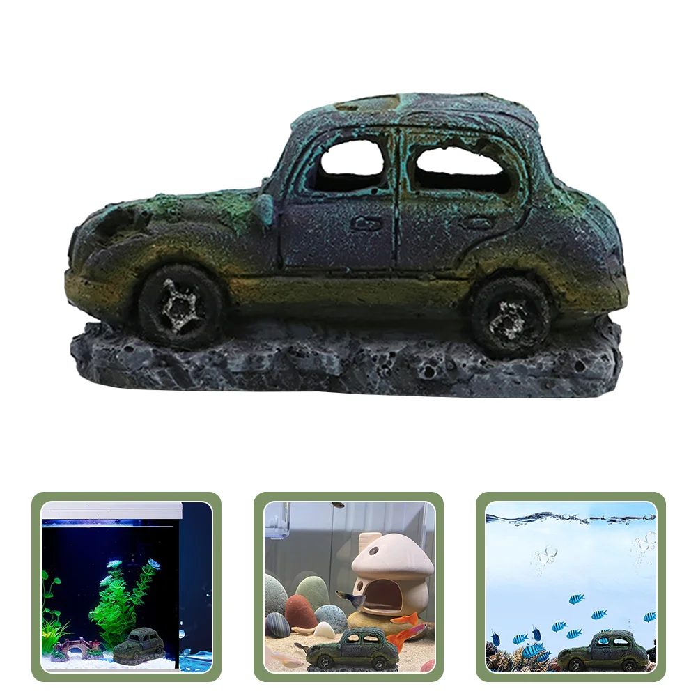 

Tank Aquarium Car Ornament Hideout Cave Decor Shelter House Decorations Resin Truck Wreck Hideouts Shrimp Landscape Decoration