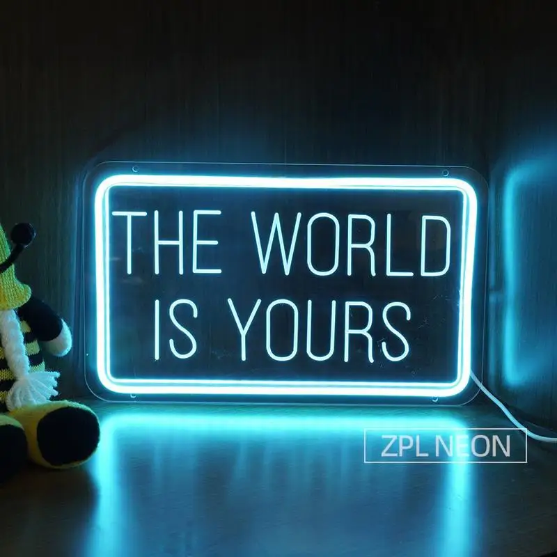

The World Is Yours Neon Sign Led Light Home Decor Room Art Wall Decoration 3D Engraving Neon Light Led Sign Personalized Gifts