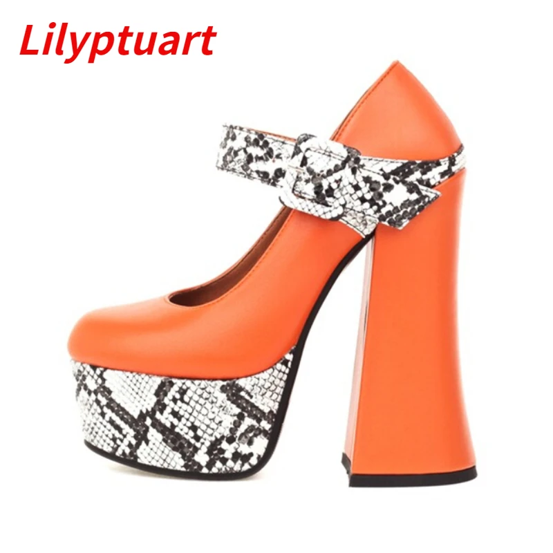 

LILYPTUART ZA Elegant Heel Women's Shoes,2022 Spring and Autumn Fashion Mixed Color Platform Round Toe Designer Muller shoes