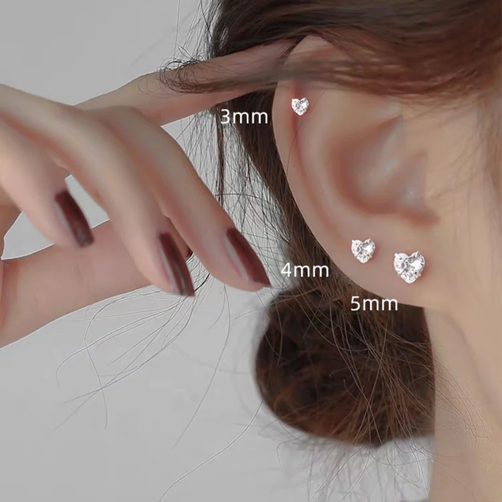 

Gifts Female Simple Minimalist Women Stud Earrings Women Jewelry Heart Earrings Cubic Zircon