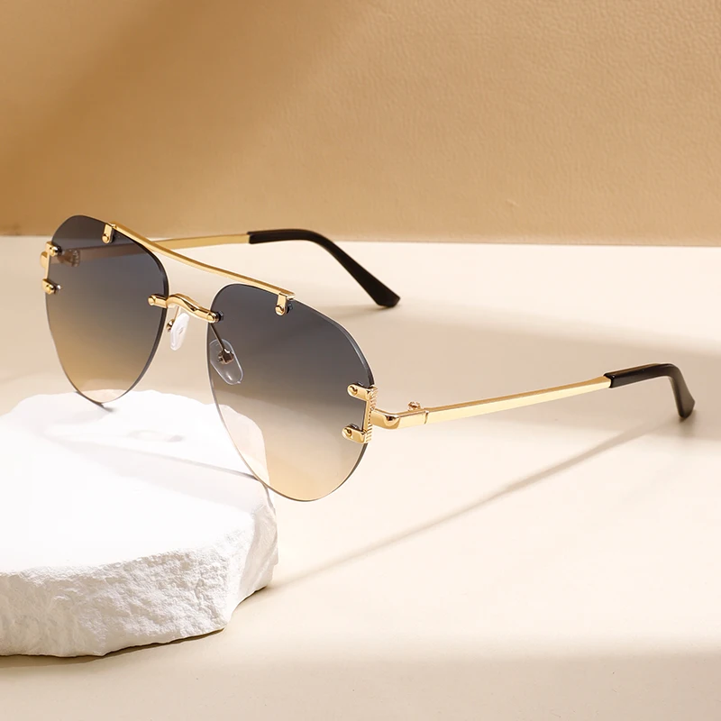 KAMMPT солнцезащитные очки-пилоты без оправы мужские классические двойные мосты с