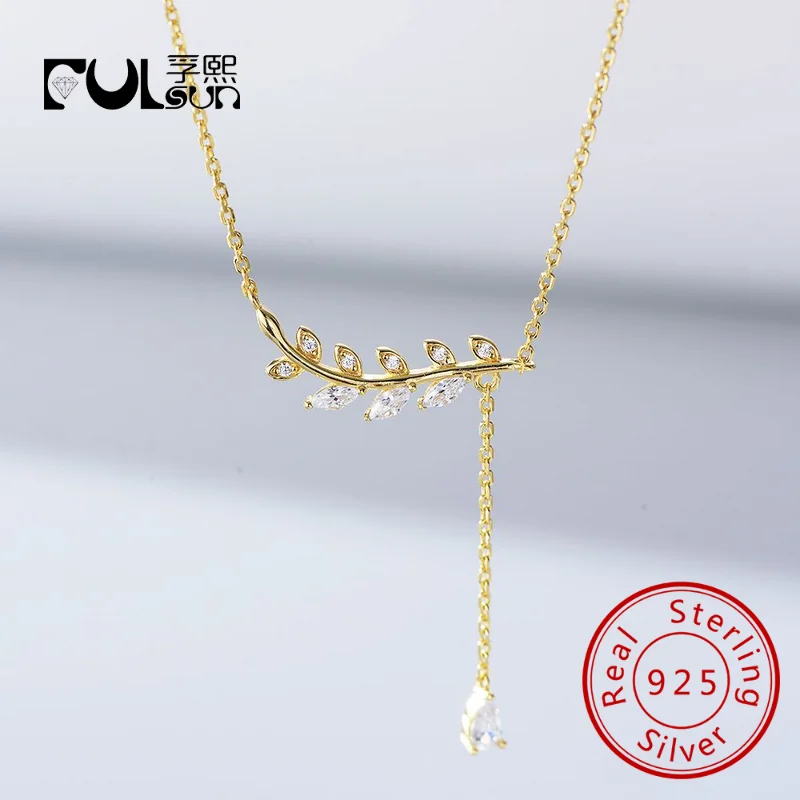 

Ins trendy dainty wheat Lariat Necklaces jewelry sterling silver clavicle chain 14k gold plated long drop necklaces