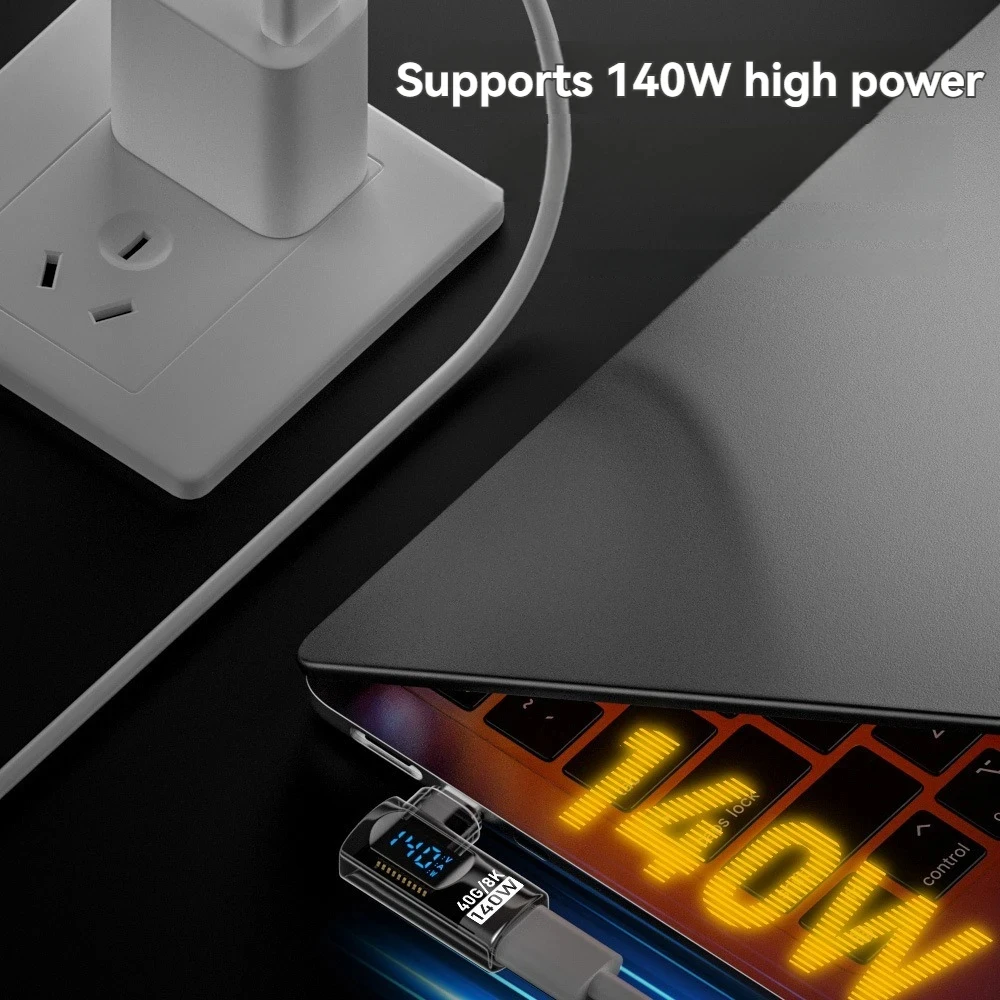 Фото 90-градусный адаптер USB C, прямоугольный адаптер типа C, передача данных 40 Гбит/с, PD 140 Вт, зарядка USB4, 8K, 60 Гц, видео для Thunderbolt 3/4 №2