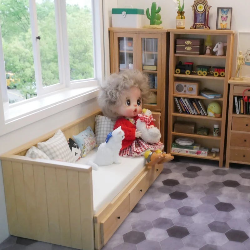 

Miniature Sofa 1:10 1:12 Dollhouse Sofa Drawer Bed Miniature Doll House Furniture