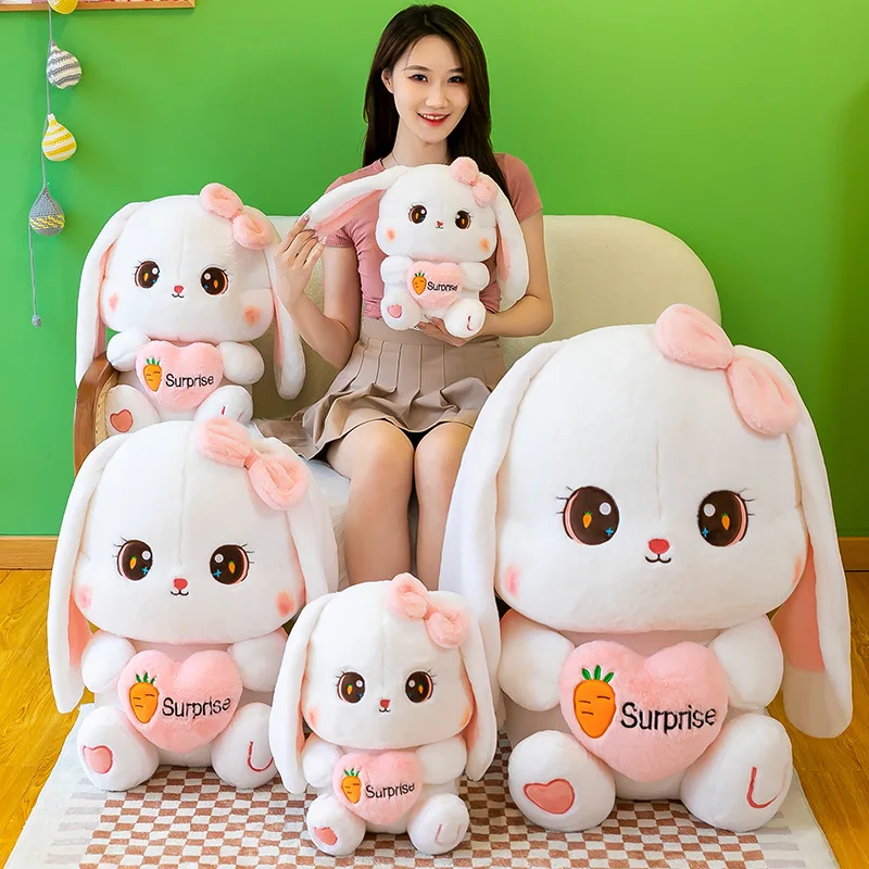 

Cute Stuffed Animals Lop-eared Rabbit Holding Heart Soft Plush Toys Doll Pillow Birthday Gifts for Girlfriend Accompany to Sleep