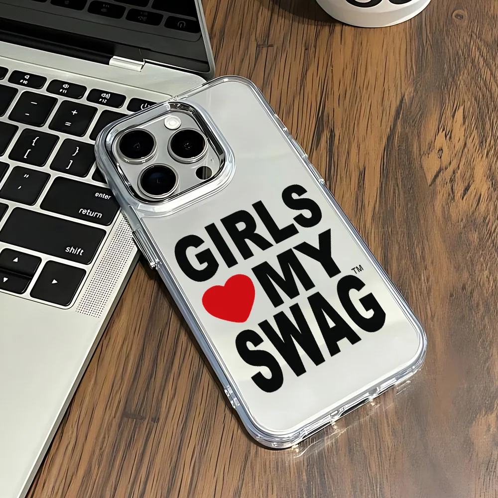 Фото Модный чехол для телефона «Hot GIRLS LOVE MY SWAG» для iPhone 17, 16e, 16, 15, 14, 13, 12, 11 Mini, Pro, Max, X, XR, XS Max, 8, 7, Air, Plus, прозрачный №5