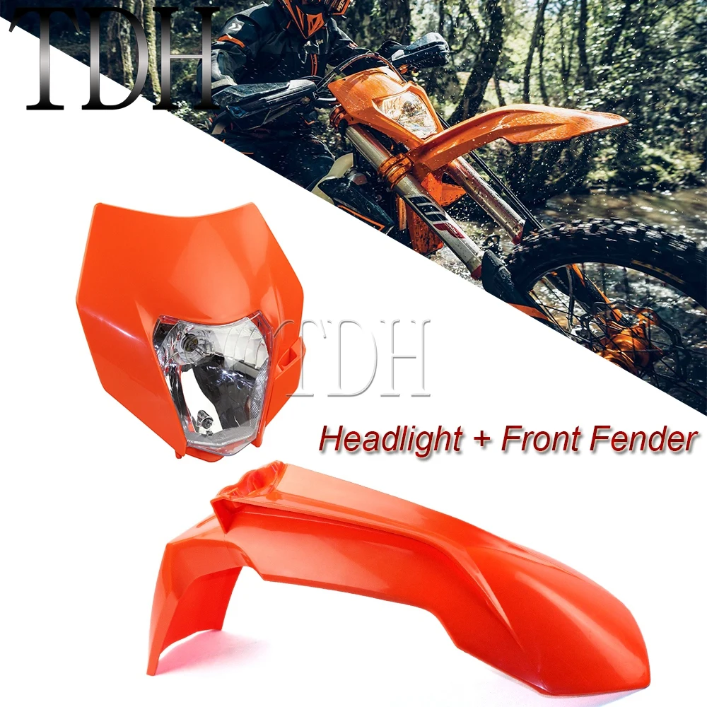 

Для SX SX-F XC XC-W XCF-W XC-F EXC EXC-F SXS 85 125 150 200 250 300 350 450 500 Enduro Head light Fairing Mask Cover Fender светильник