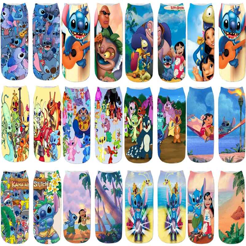 

Disney Series Animation Cartoon Stitch Theme Surrounding Socks Men and Women Printing Fashion Socks Students Trendy Socks Gifts