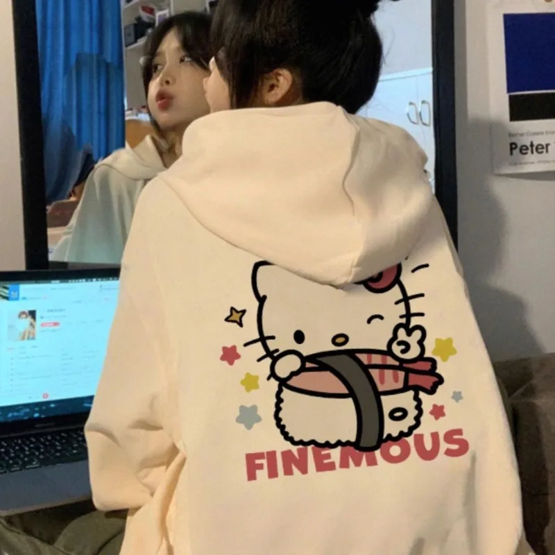 

Kawaii Sanrio Anime Hello Kitty Dacron Hoodie Cute Cartoon Funny Lovely Printing Thickening Hooded Sweet Fashion Hot for Girls