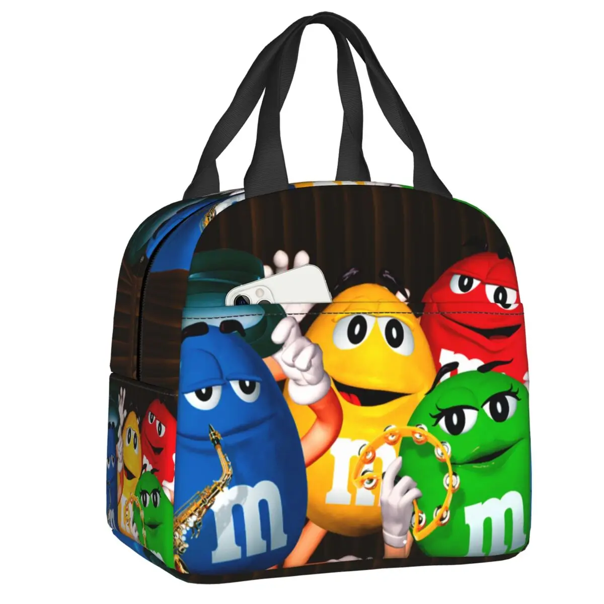 

Custom Funny M&M's Candy Lunch Bag Men Women Cooler Warm Insulated Lunch Box for Kids School