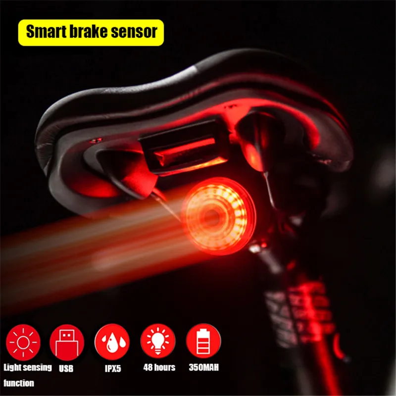 

Bike Rear Light Bicycle Tail Light Smart Sensor Signal Light Brake Tail Usb Echargeable For Mtb Road Bike Accessories
