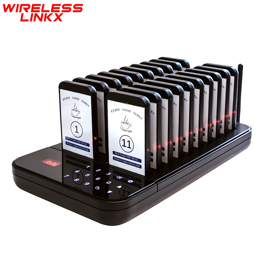 Wirelesslinkx Wireless Restaurant Pager Queue Paging System Calling System for Coffee Cafe Dessert Shop Food Truck Court
