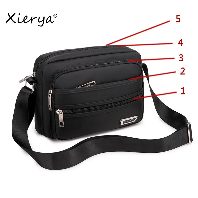 Xierya Men Crossbody Bag Black 5 Pocket Shoulder Bags Leisure Messenger Bag for Men Satchel Business Man Wallet Pouch 2022 Trend