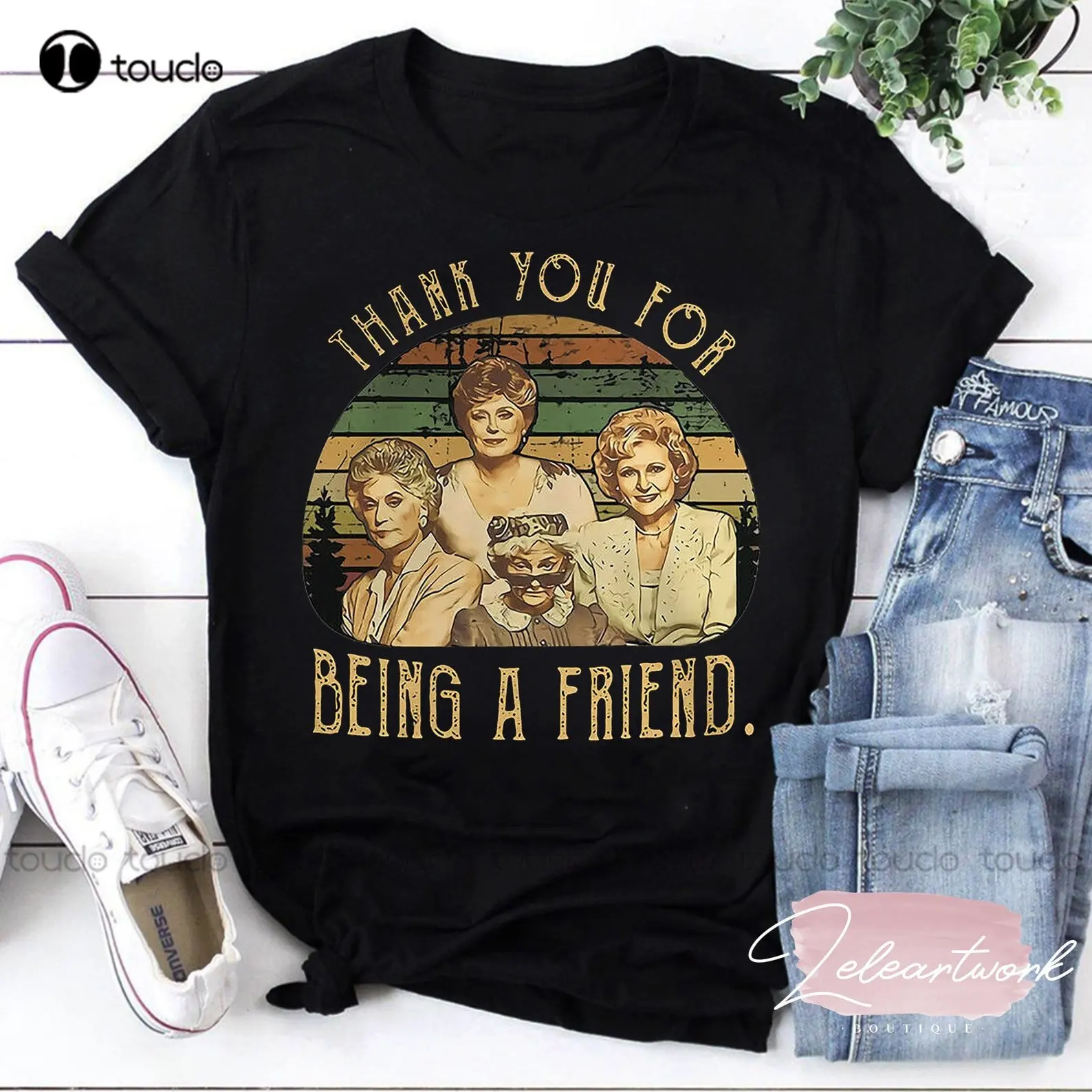 The Golden Girls Thank You For Being A Friend 80S Vintage Sunset T-Shirt, Stay Golden Graphic Tshirts For Men Custom Gift Xs-5Xl