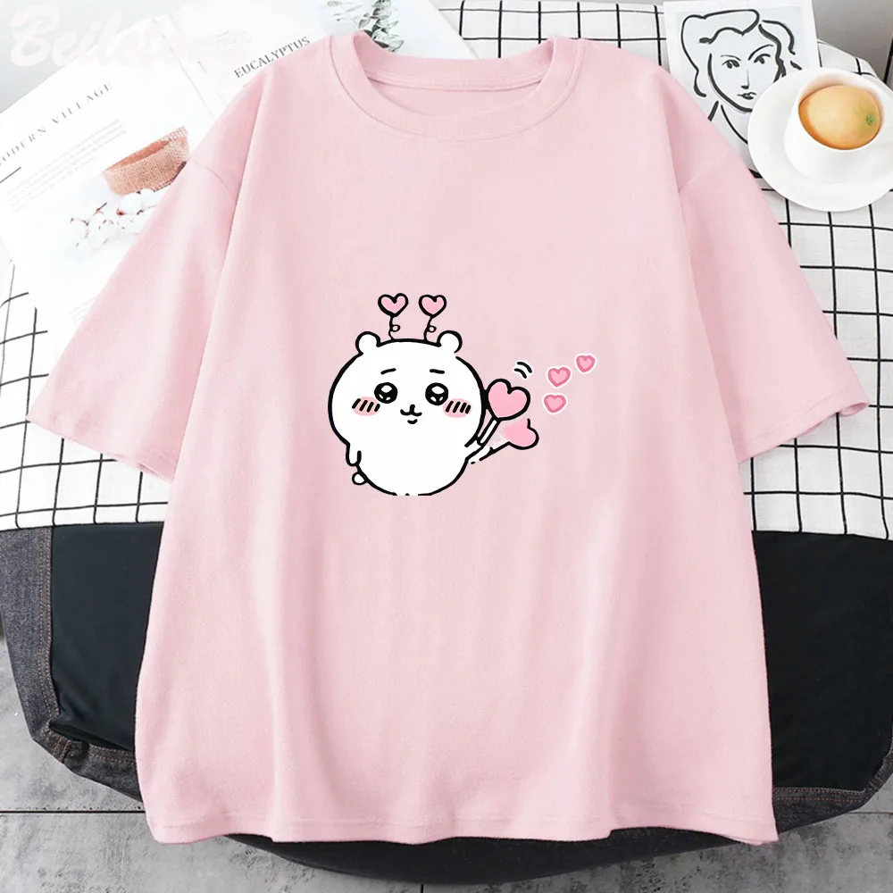 

Kawaii Print Chiikawa T Shirt Womens T-Shirt Street Breathable Short Sleeve Fashion Casual Clothes Summer 100% CottonTshirts