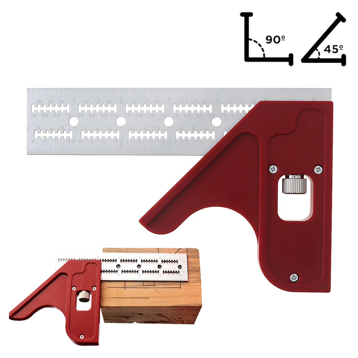 

6 Inch Edge Rule 45/90 Degre Protractor Woodworking Ruler Right Triangle Angle Measure Tool Adjustable Scalable Protractor Meter