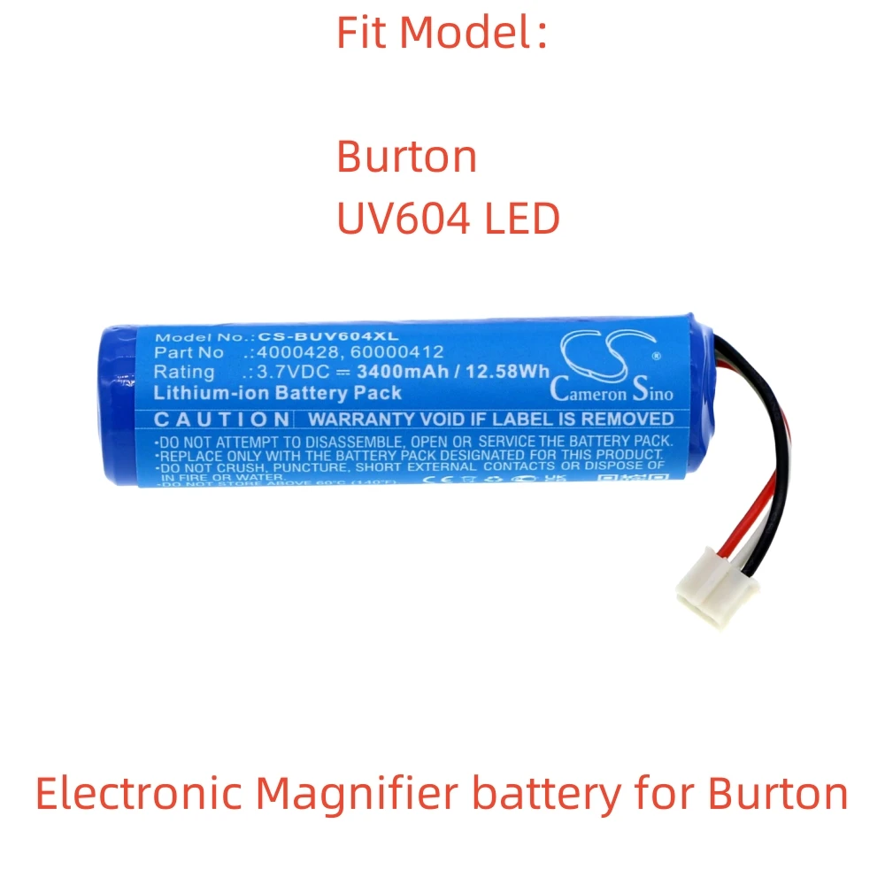 Литий-ионная электронная лупа батарея для Burton.3.7V 3400mAh UV604 светодиодный 4000428 60000412