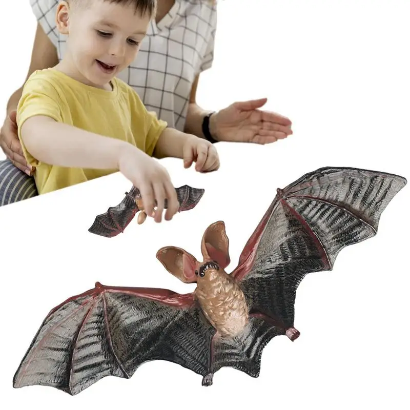 

Модель летучая мышь, яркие резиновые летучие мыши для Хэллоуина, миниатюрные искусственные реалистичные фигурки дикой природы, коллекция для детей, малышей